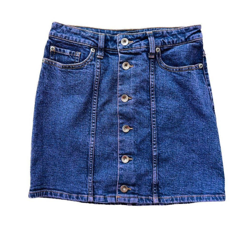 Hot Topic Purple Acid Wash Button‎ Front Denim Mini Skirt Women's Small (S)